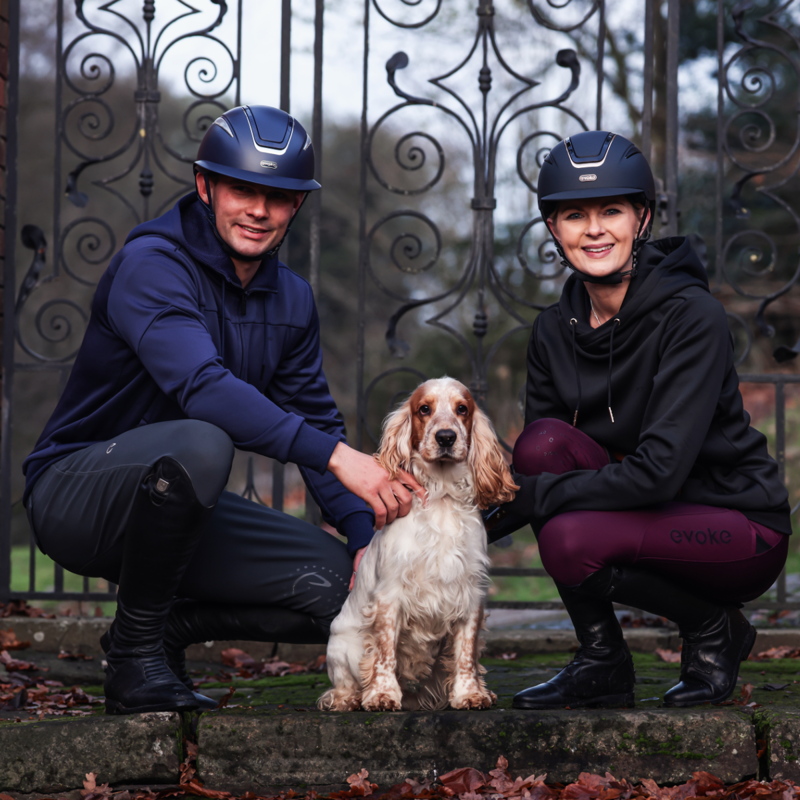 Evoke Callisto Wide Peak Riding Hat - Navy/Chrome-4
