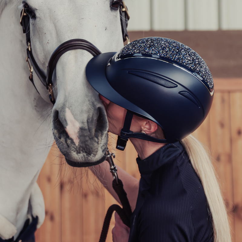Evoke Callisto Wide Peak Riding Hat - Navy/Navy Crystal-4