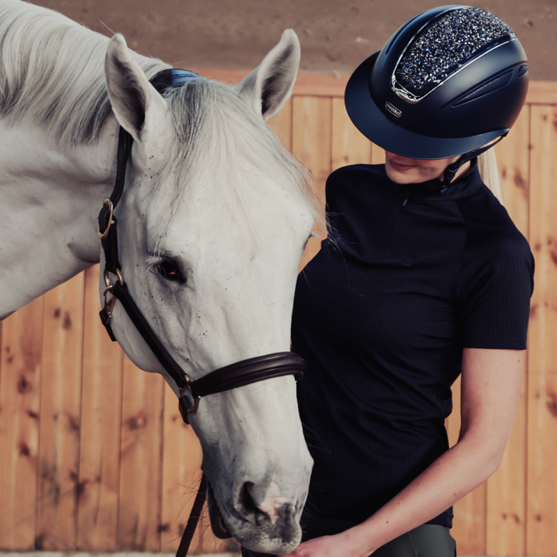Evoke Callisto Wide Peak Riding Hat - Navy/Navy Crystal-5