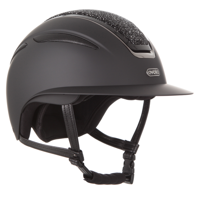 Evoke Callisto Wide Peak Riding Hat - Black/Black Crystal-1