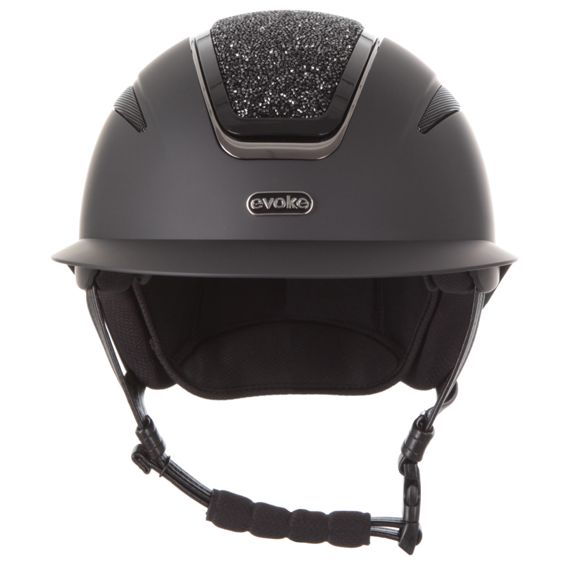 Evoke Callisto Wide Peak Riding Hat - Black/Black Crystal-2