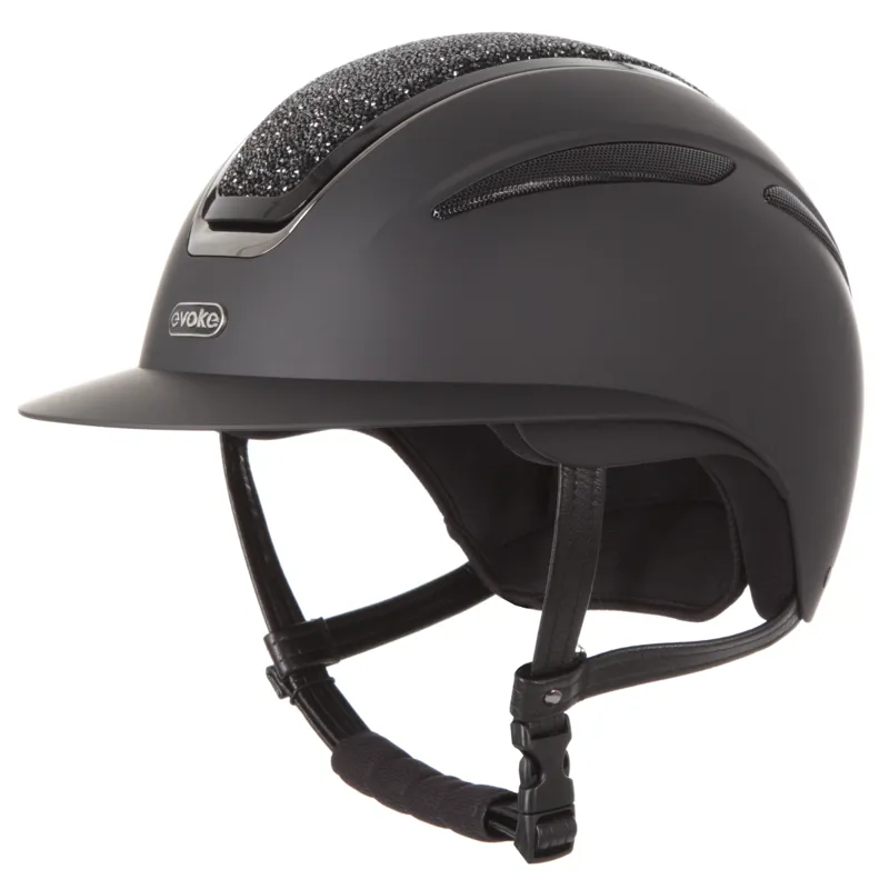 Evoke Callisto Wide Peak Riding Hat - Black/Black Crystal