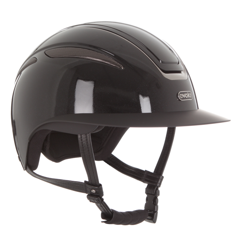 Evoke Callisto Wide Peak Riding Hat - Black Metallic/Gunmetal-1