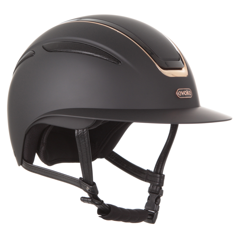 Evoke Callisto Wide Peak Riding Hat -  Black/Rose Gold-1