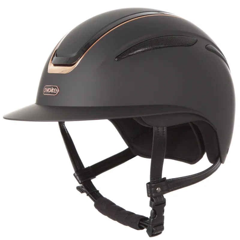 Evoke Callisto Wide Peak Riding Hat -  Black/Rose Gold