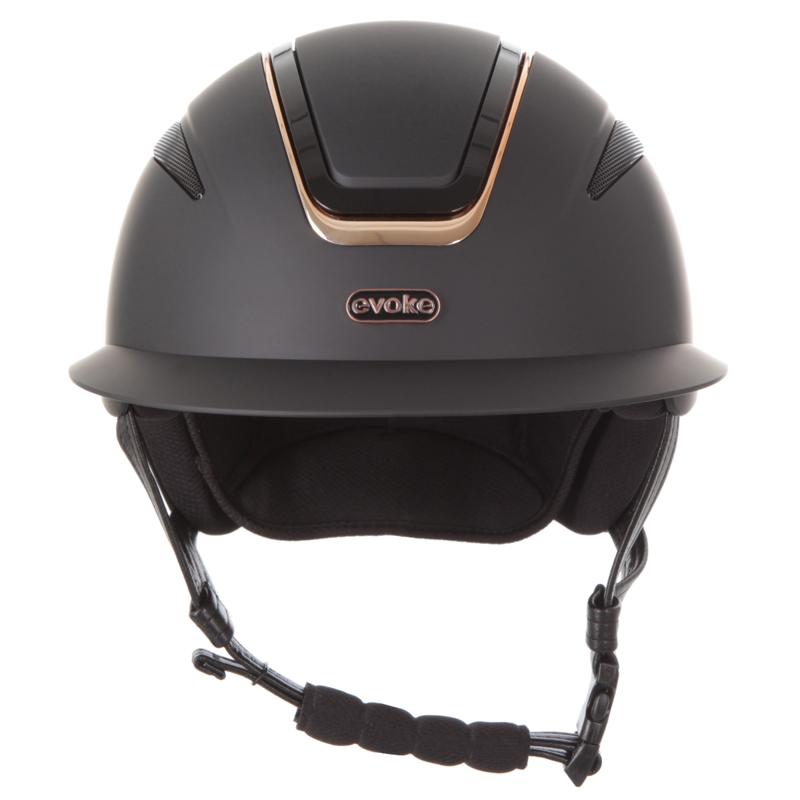 Evoke Callisto Wide Peak Riding Hat -  Black/Rose Gold-2