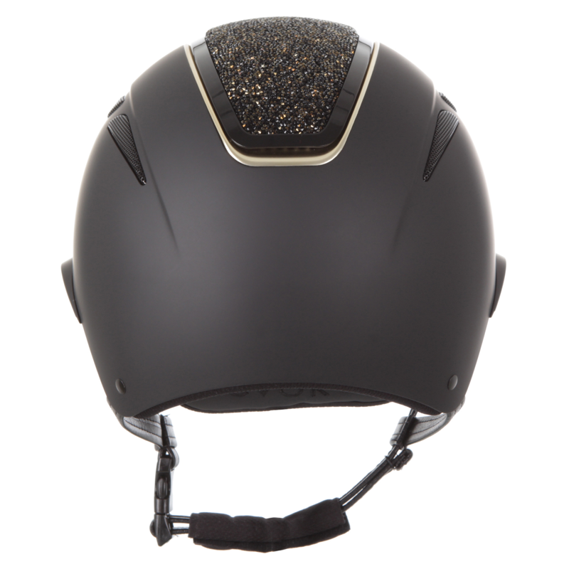 Evoke Callisto Wide Peak Riding Hat - Black/Gold Crystal-3