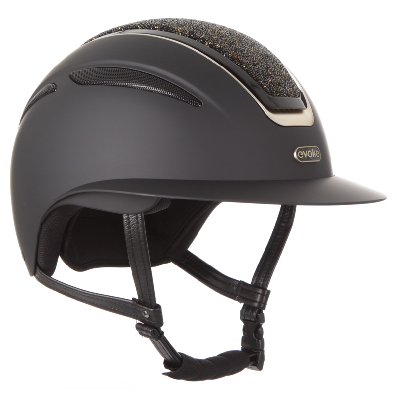 Evoke Callisto Wide Peak Riding Hat - Black/Gold Crystal-1