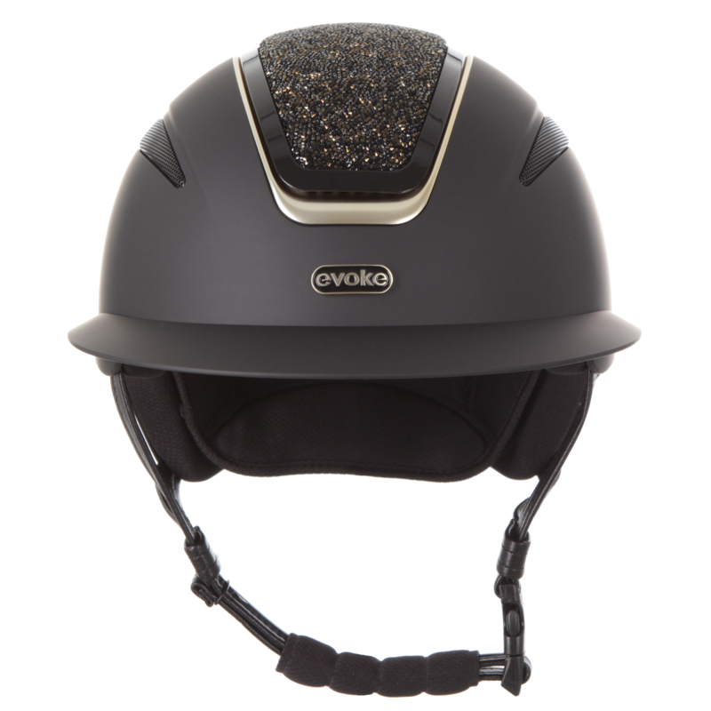 Evoke Callisto Wide Peak Riding Hat - Black/Gold Crystal-2