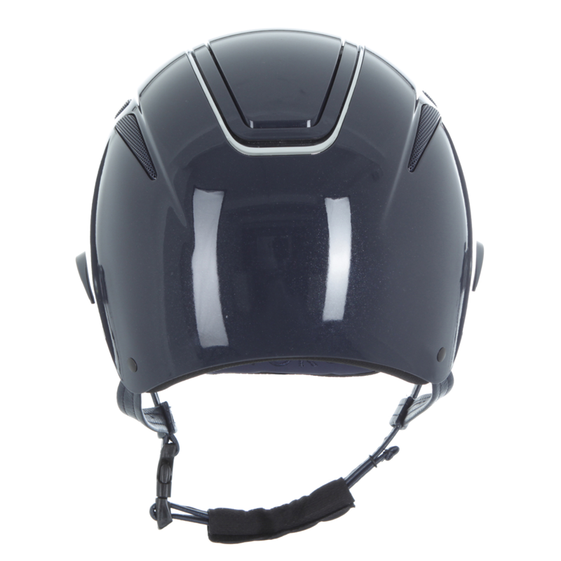 Evoke Callisto Wide Peak Riding Hat - Navy Metallic/Chrome-3