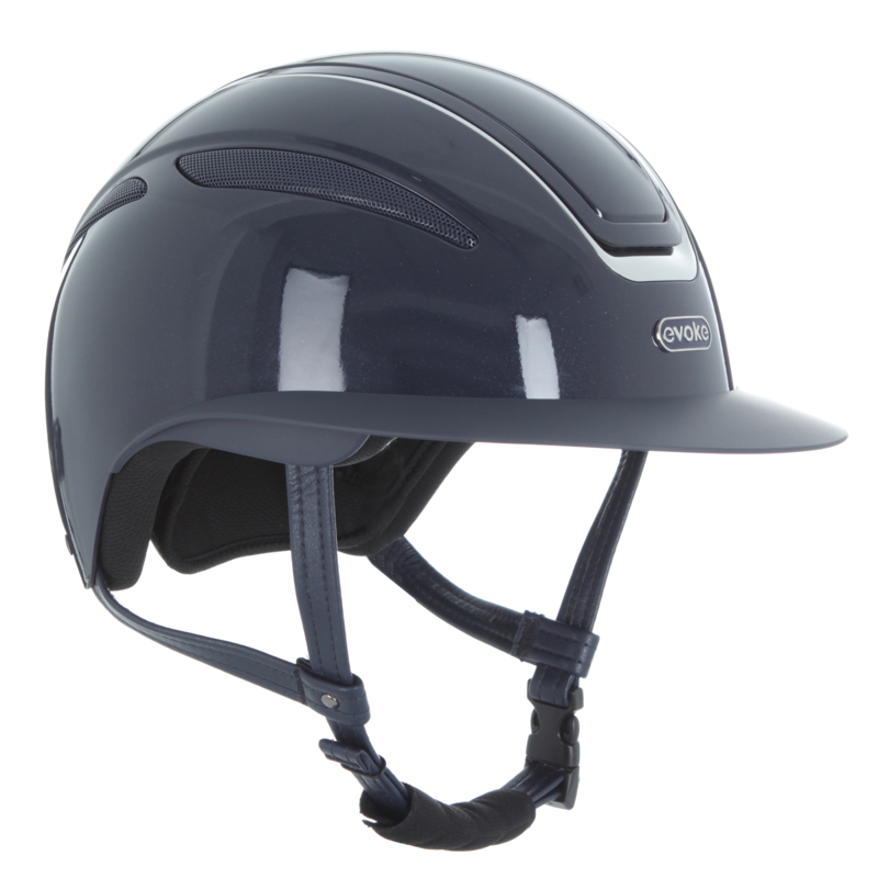 Evoke Callisto Wide Peak Riding Hat - Navy Metallic/Chrome-1