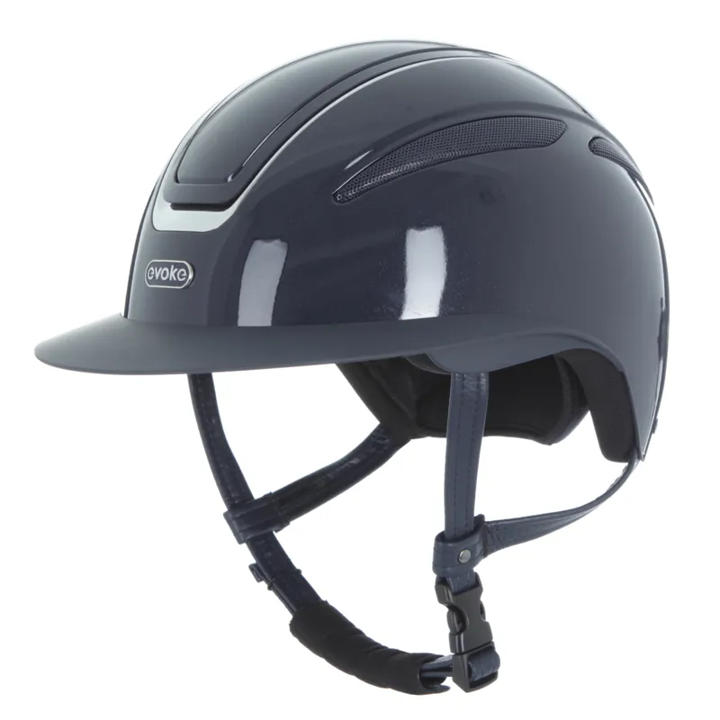Evoke Callisto Wide Peak Riding Hat - Navy Metallic/Chrome