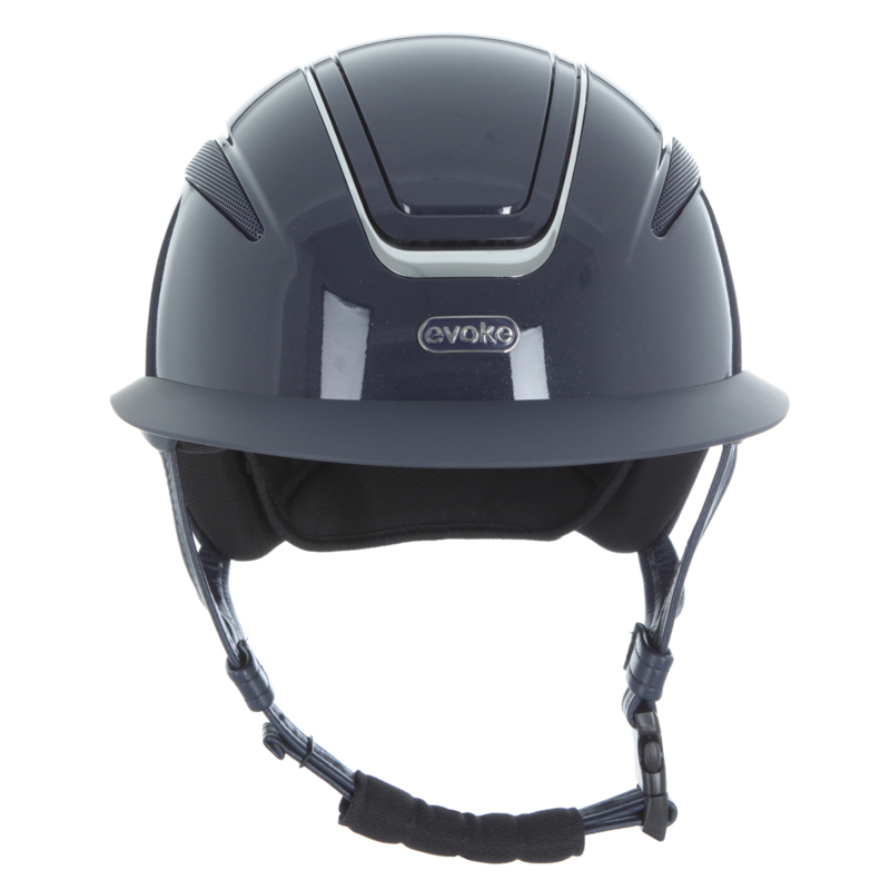 Evoke Callisto Wide Peak Riding Hat - Navy Metallic/Chrome-2