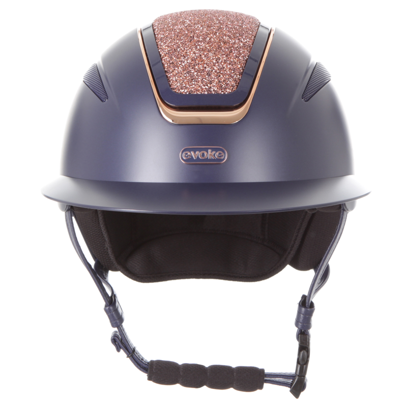 Evoke Callisto Wide Peak Riding Hat - Navy/Rose Gold Crystal-2