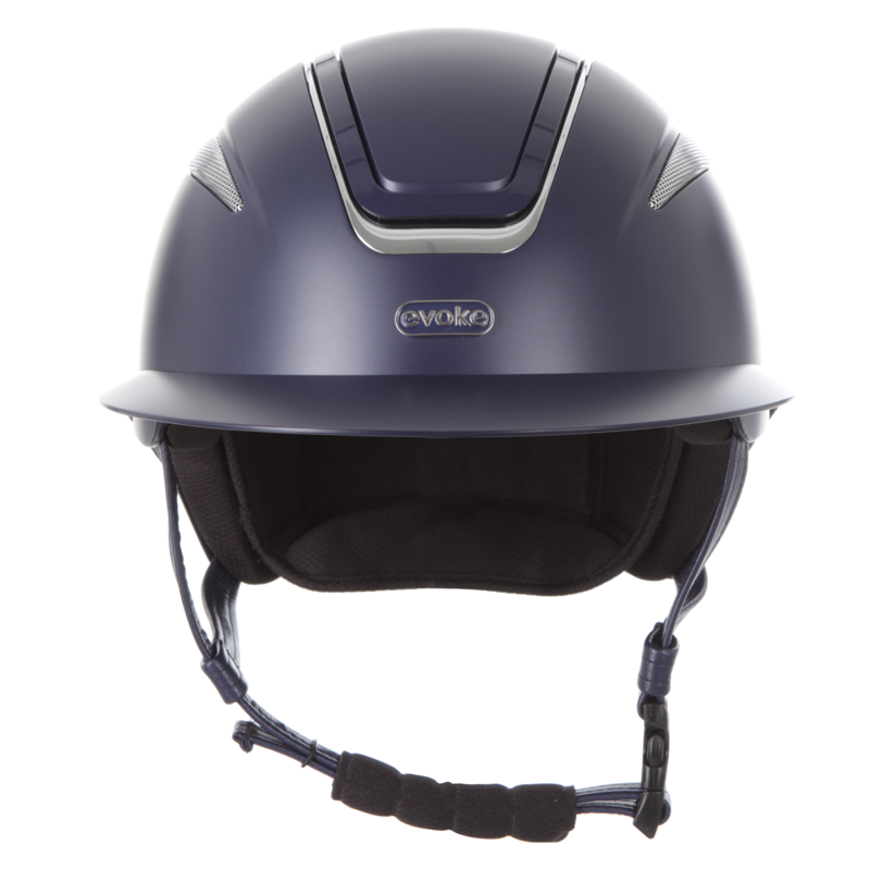 Evoke Callisto Wide Peak Riding Hat - Navy/Chrome-2