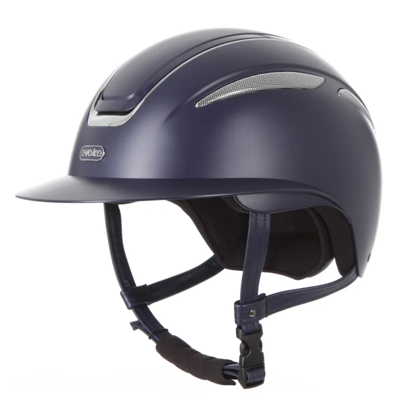 Evoke Callisto Wide Peak Riding Hat - Navy/Chrome
