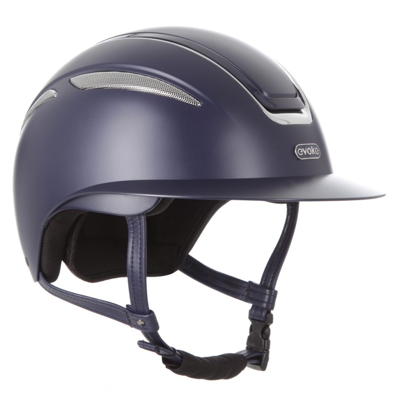 Evoke Callisto Wide Peak Riding Hat - Navy/Chrome-1