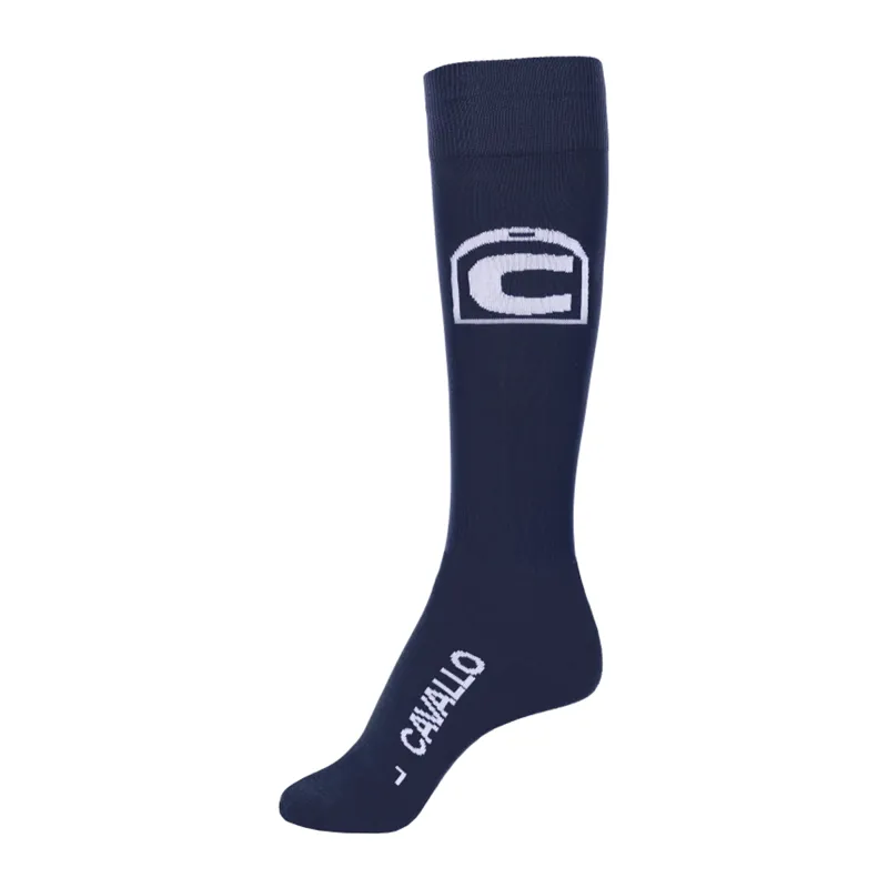 Cavallo Ladies Silver Long Functional Socks - Dark Blue