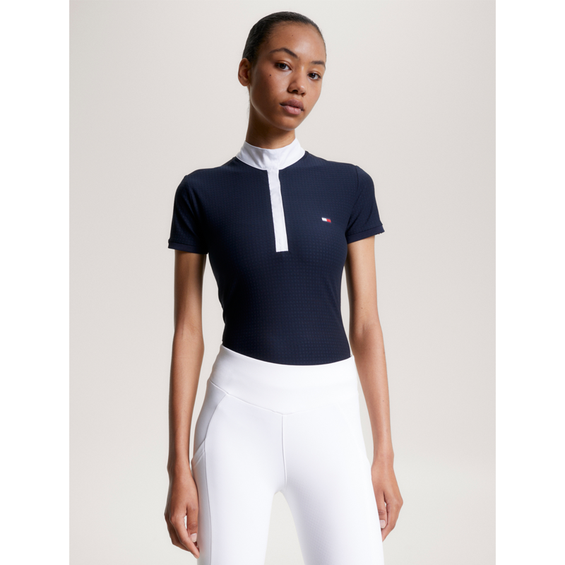 Tommy Hilfiger Women's Chelsea Cooling Short Sleeve Logo Show Shirt - Desert Sky-2