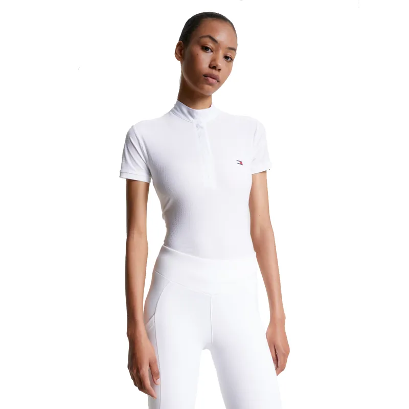 Tommy Hilfiger Women's Chelsea Cooling Short Sleeve Logo Show Shirt - Optic White