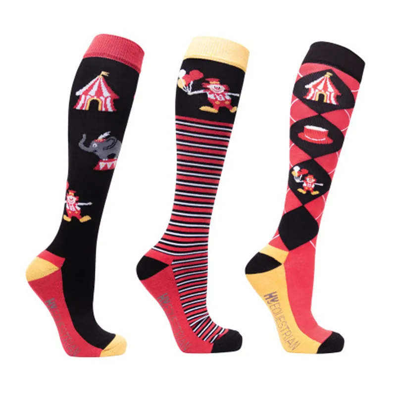Hy Equestrian Rhianna's Circus Socks - Pack of 3 - Black/Red