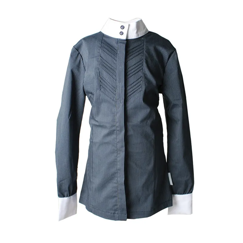 Horseware Ladies Long Sleeve Competition Shirt - Denim Pinstripe - Small