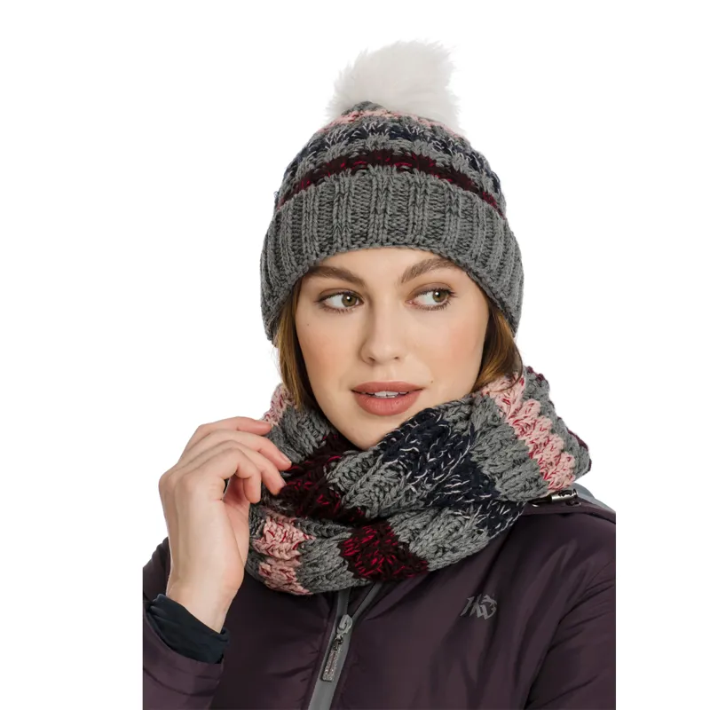 Horseware Knitted Hat and Snood - Grey Stripe