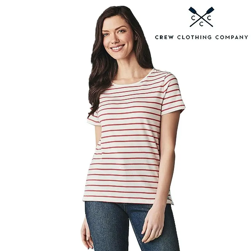 Crew Clothing Ladies Breton T-Shirt - White/Pink