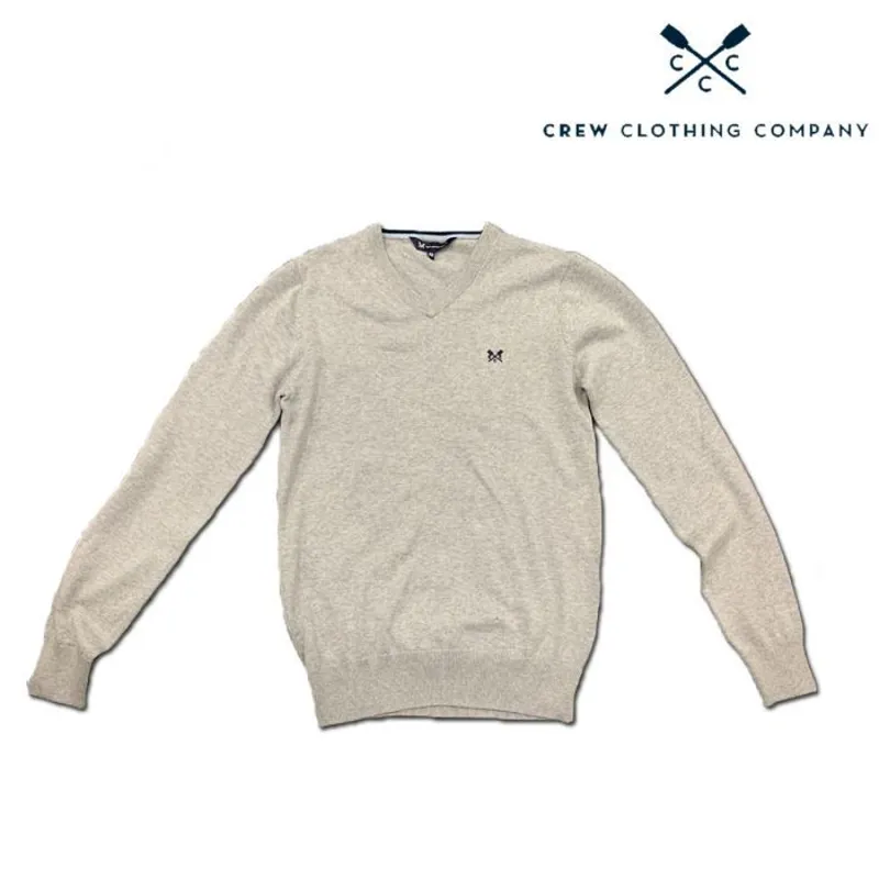 Crew Clothing Mens V Neck Cotton Jumper - Grey Marl