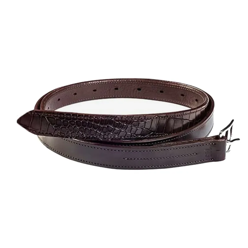 Schockemohle Chicago Croco Stirrup Leathers - Antique Brown/Silver