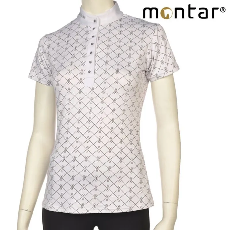 Montar Dawn White Competition Shirt Bit Print - Grey Print