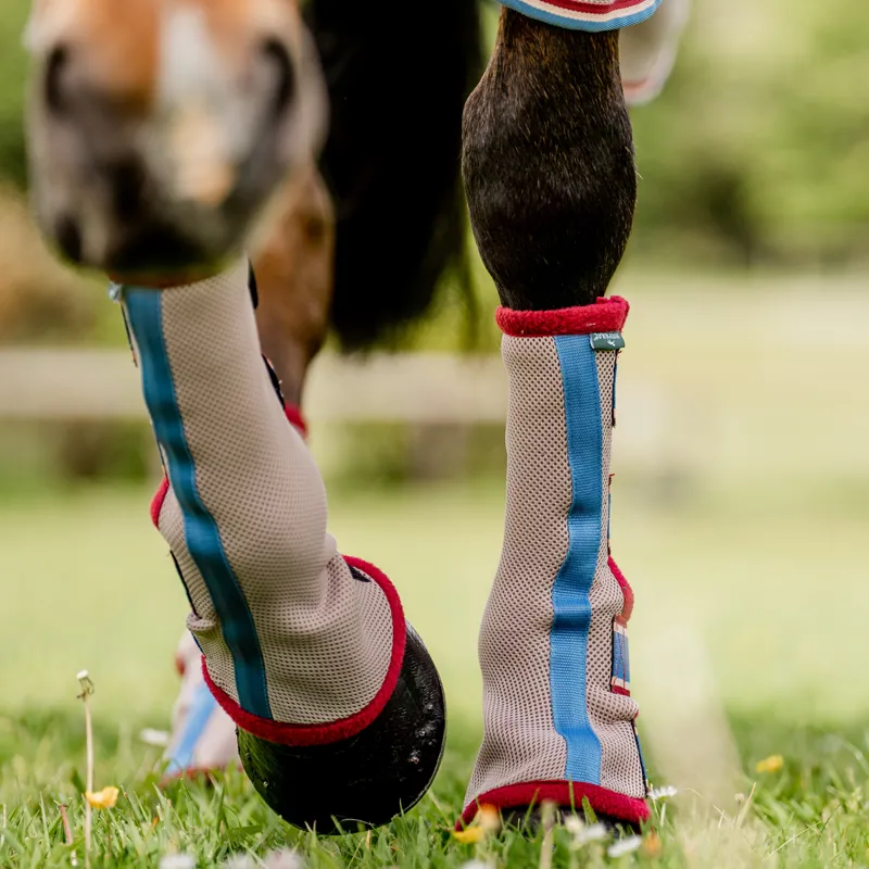 Horseware Fly Boots - Oatmeal/Cherry/Peach/Blue-2