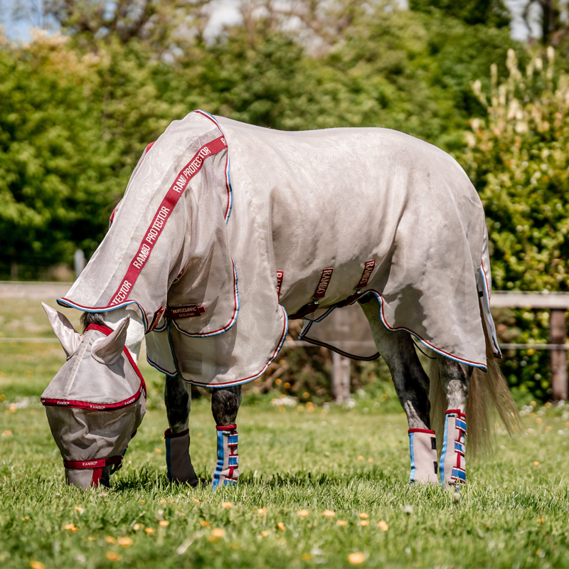 Horseware Fly Boots - Oatmeal/Cherry/Peach/Blue-3
