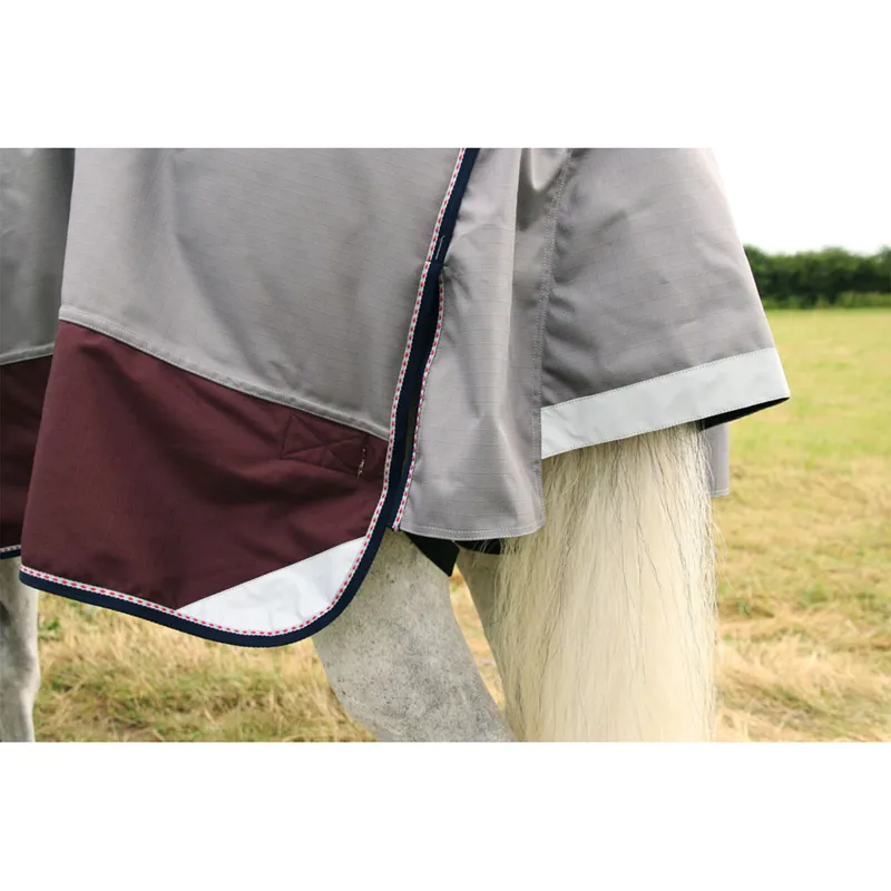 Hy DefenceX System 300g Turnout Rug With Detachable Neck Cover - Grey/Berry/Navy-2