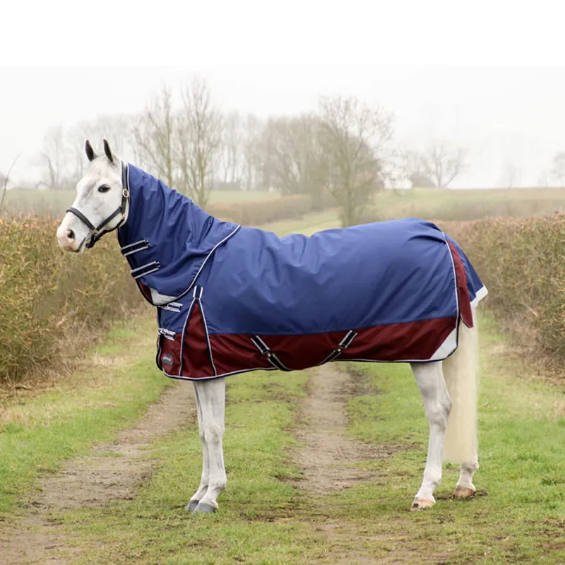 Hy DefenceX System 3 In 1 50g Turnout Rug + 100g and 300g Liner - Navy/Damson Red
