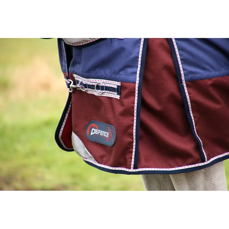 Hy DefenceX System 3 In 1 50g Turnout Rug + 100g and 300g Liner - Navy/Damson Red-3