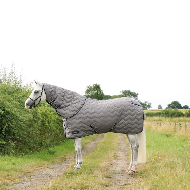 Hy DefenceX System 300g Stable Rug With Detachable Neck - Grey/Navy/Light Grey