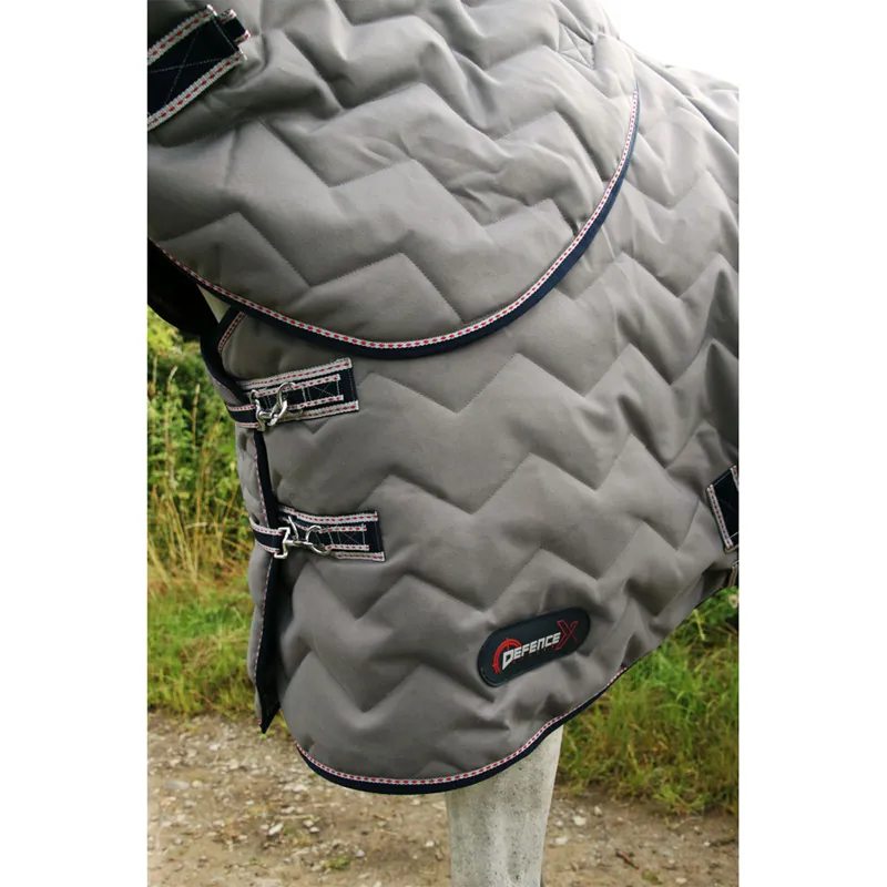 Hy DefenceX System 300g Stable Rug With Detachable Neck - Grey/Navy/Light Grey-1