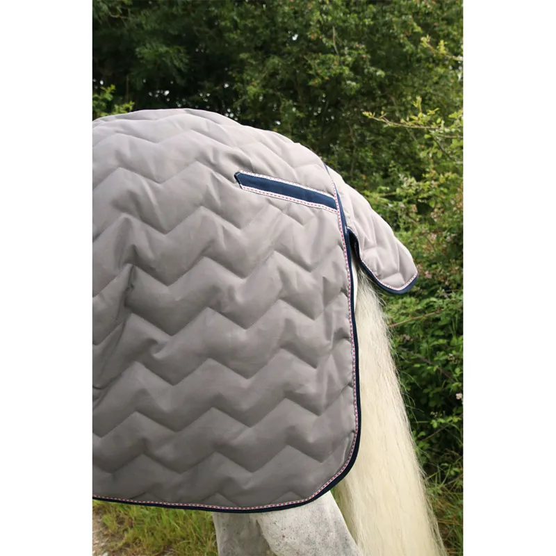 Hy DefenceX System 300g Stable Rug With Detachable Neck - Grey/Navy/Light Grey-2