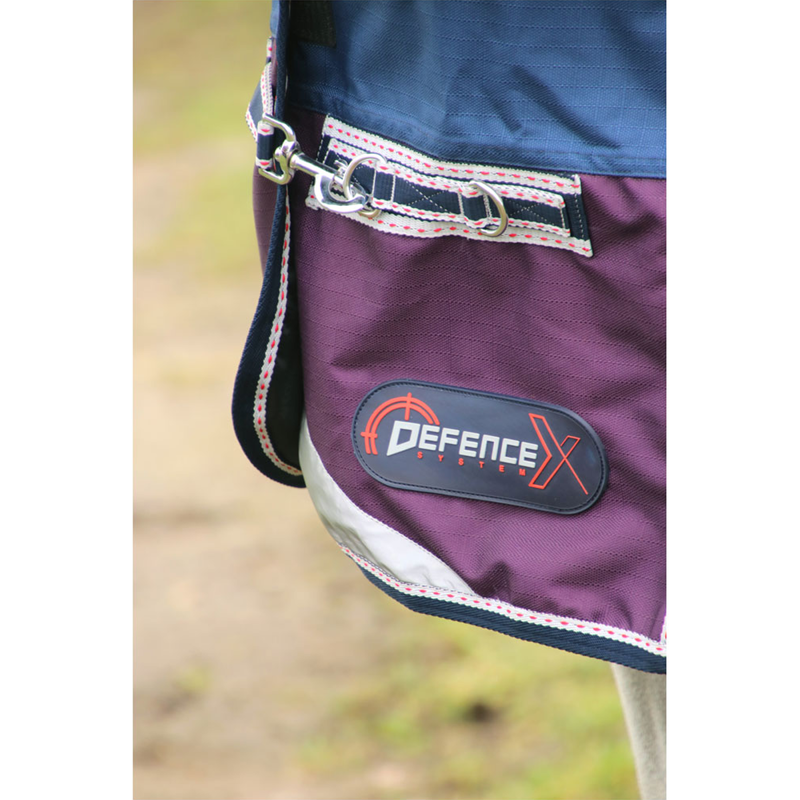 Hy DefenceX System 0 Turnout Rug With Detachable Neck Cover - Navy/Purple-2