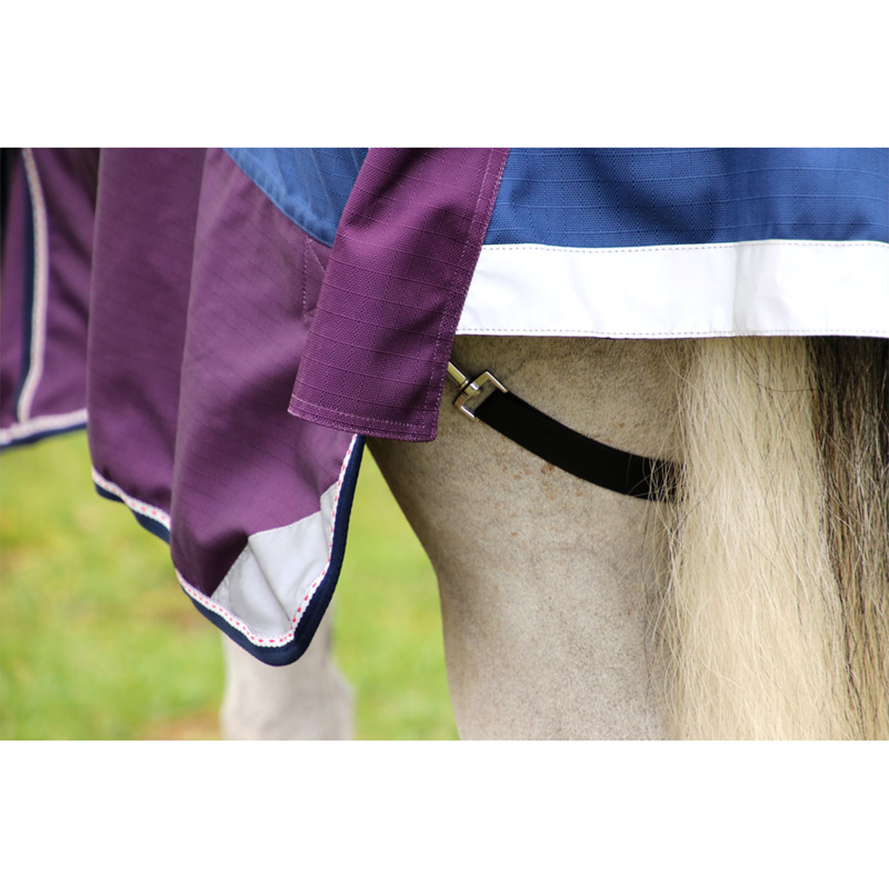 Hy DefenceX System 0 Turnout Rug With Detachable Neck Cover - Navy/Purple-6
