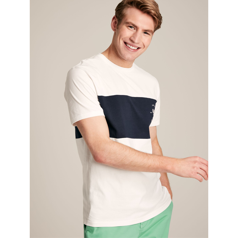 Joules Colour Block Denton Men's Crew T-Shirt - White-1