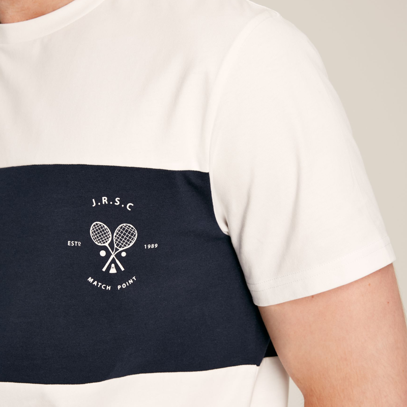 Joules Colour Block Denton Men's Crew T-Shirt - White-3