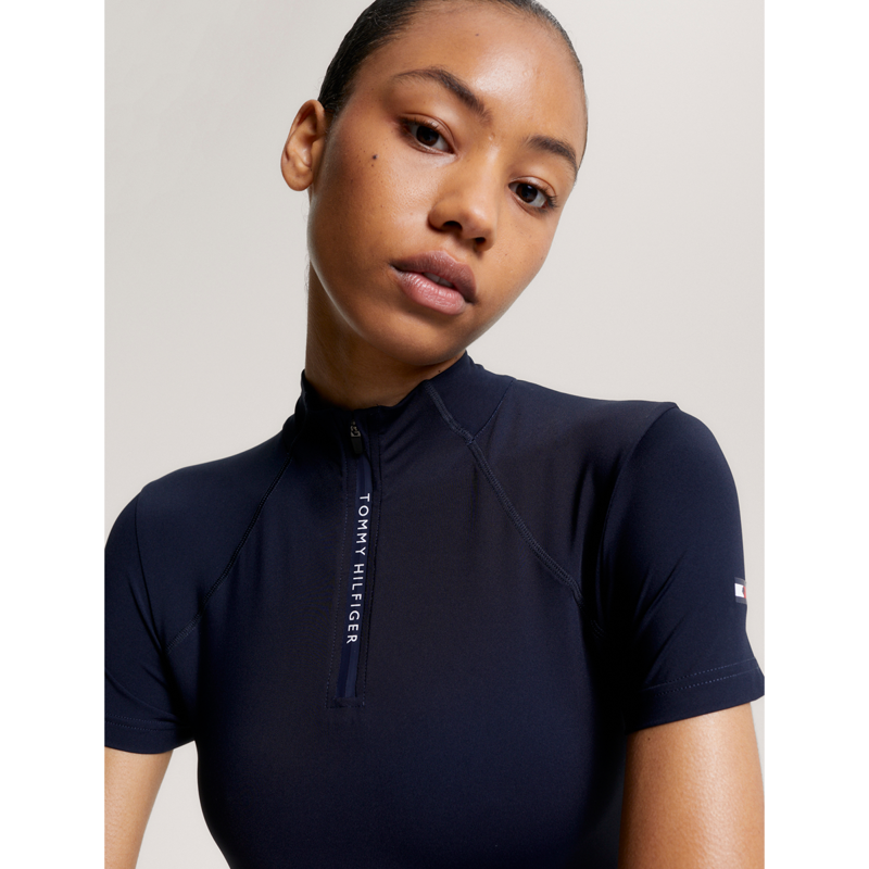 Tommy Hilfiger Women's Denver Cooling Short Sleeve 1/4 Zip Training Top - Desert Sky-4