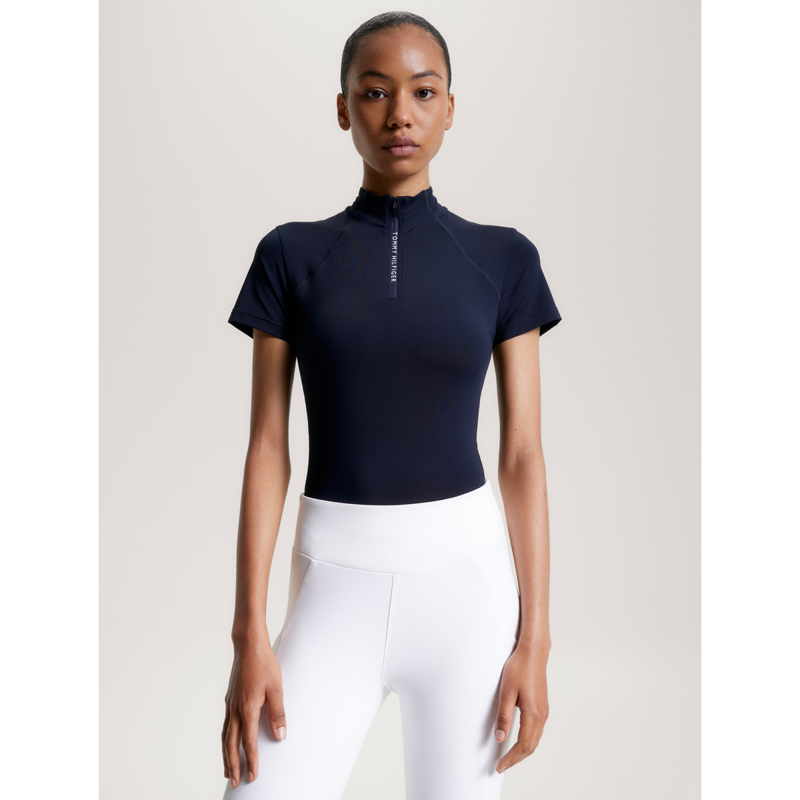 Tommy Hilfiger Women's Denver Cooling Short Sleeve 1/4 Zip Training Top - Desert Sky-2