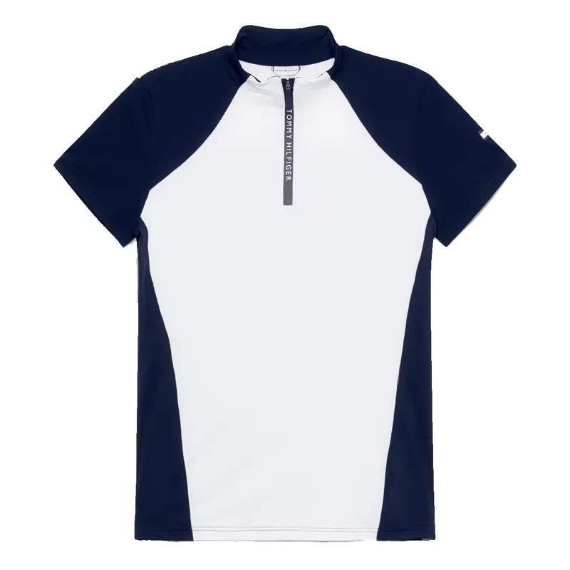 Tommy Hilfiger Women's Denver Cooling Short Sleeve 1/4 Zip Training Top - Optic White