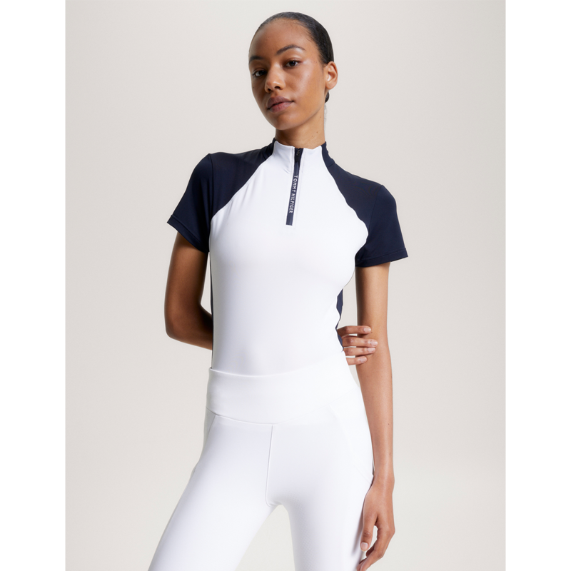 Tommy Hilfiger Women's Denver Cooling Short Sleeve 1/4 Zip Training Top - Optic White-2