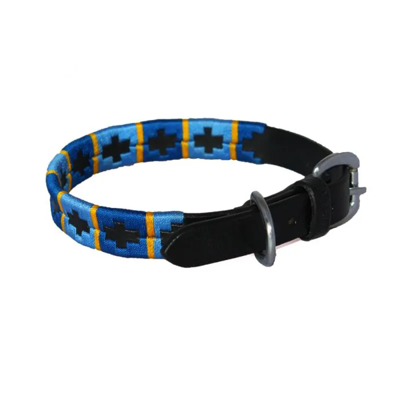 Chukka BR Polo Dog Collar - Navy/Sky Blue/Yellow Stripe