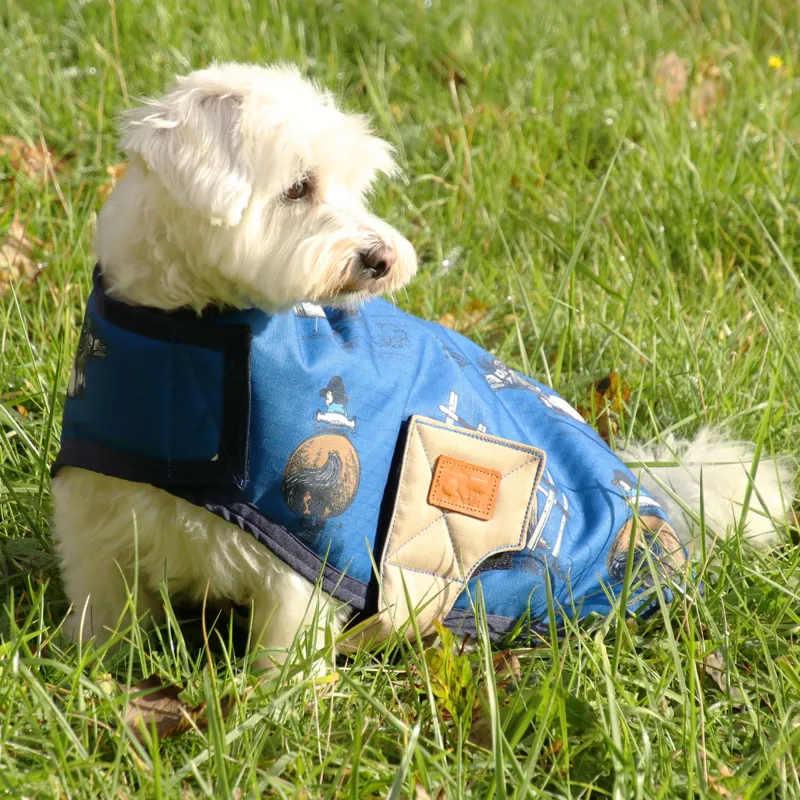 Hy Benji and Flo Thelwell Collection Jumps Dog Rug Coat - Classic Blue/Taupe/Navy-1