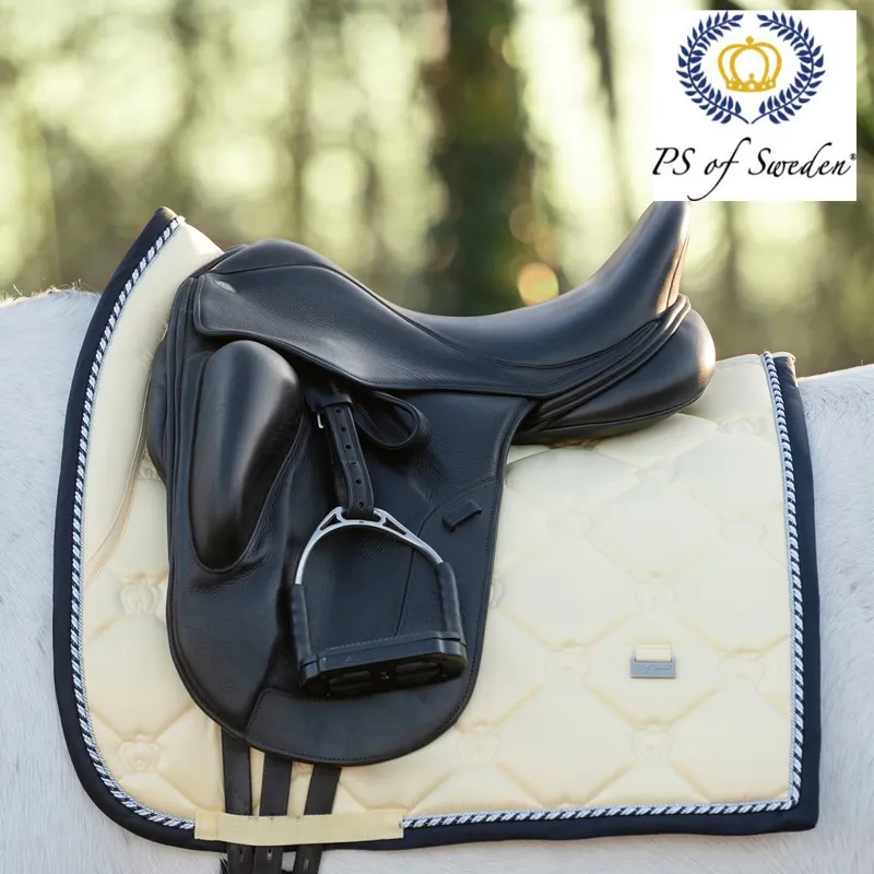 PS Of Sweden Monogram Dressage Saddlepad - Lemon/Navy - Full-1